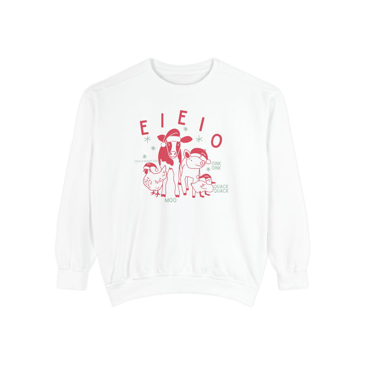 EIEIO holiday barn animals comfort colors crewneck