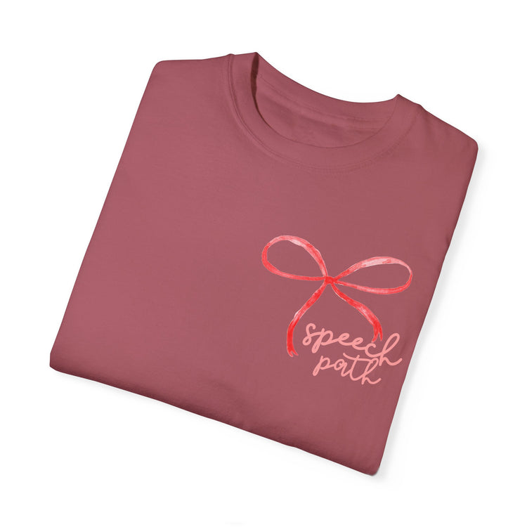 everyone deserves a voice red bow comfort colors tee