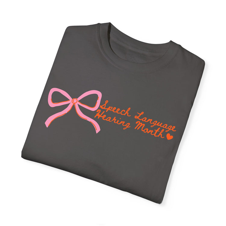 NSLHM pink bow comfort colors tee