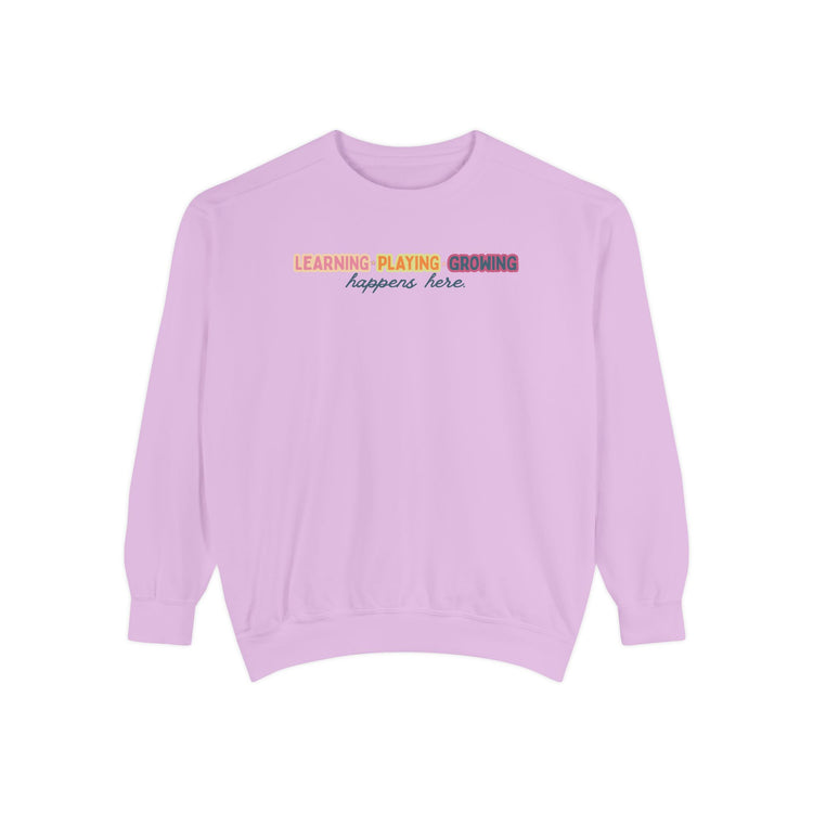 learning playing growing comfort colors crewneck