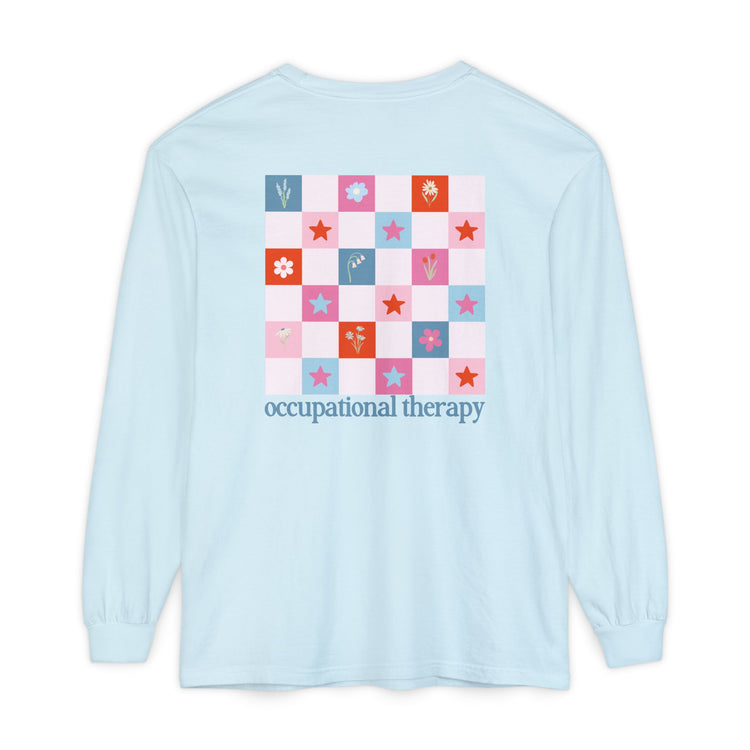 bloom in OT front/back comfort colors long sleeve tee