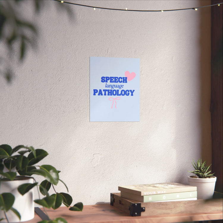 speech language pathology hearts + bow wall poster
