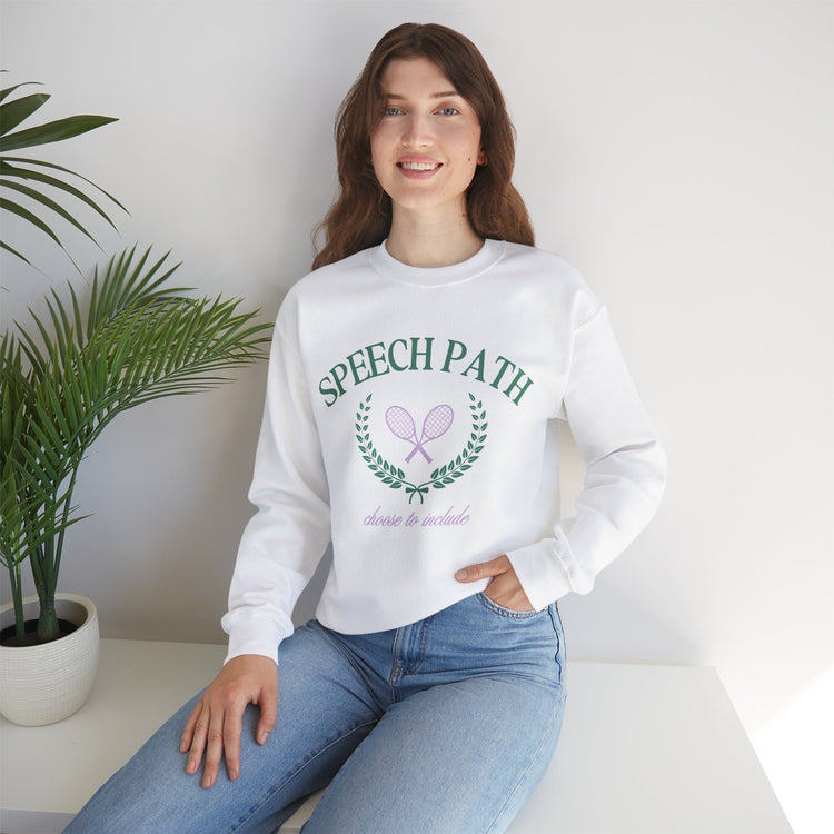 speech path crest tennis crewneck