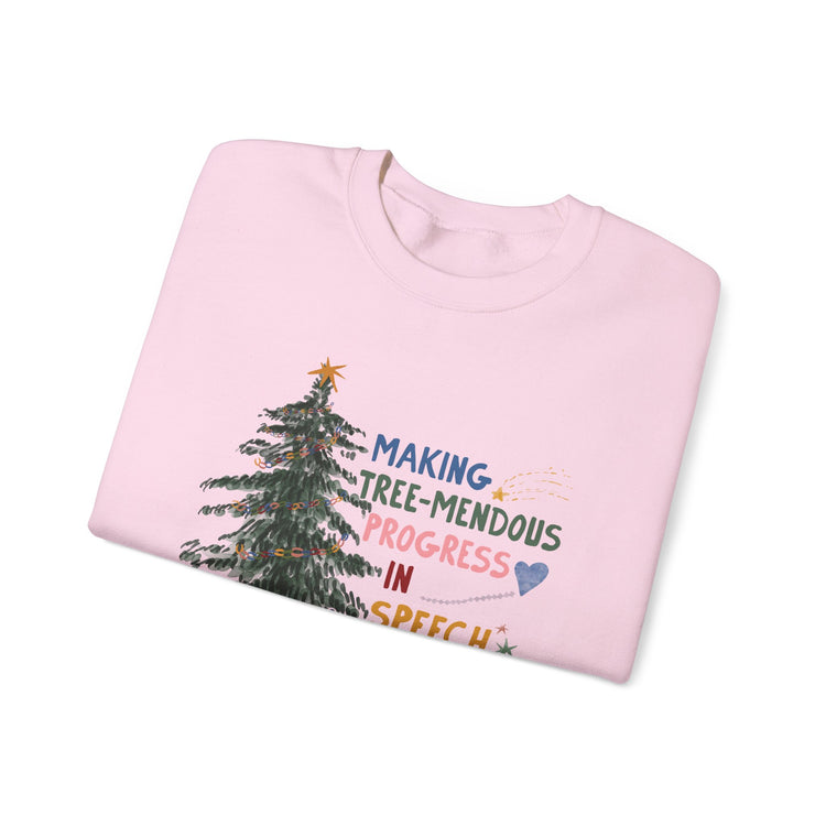 making tree-mendous progress in speech crewneck
