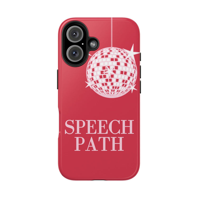 speech path disco ball red iPhone case
