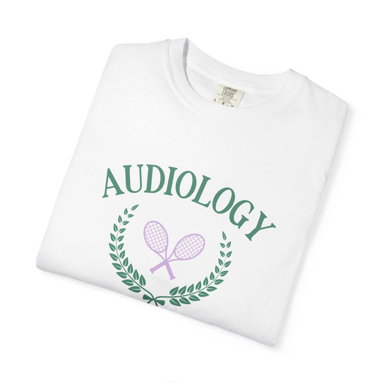 audiology tennis crest comfort colors tee
