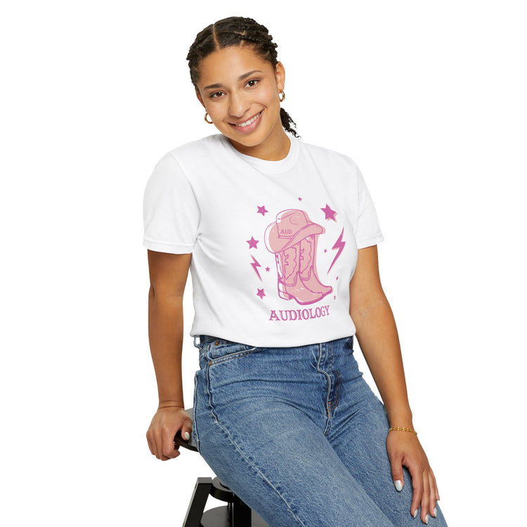 cowboy boots audiology comfort colors tee