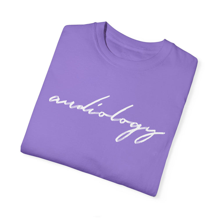 simple cursive audiology comfort colors tee