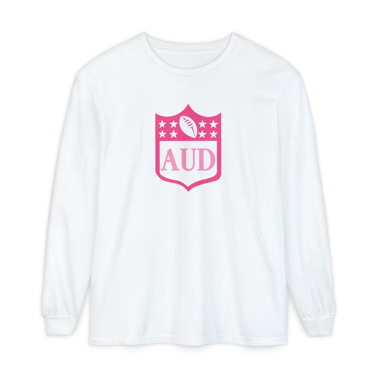 AUD football crest comfort colors long sleeve tee