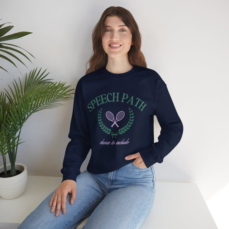 speech path crest tennis crewneck