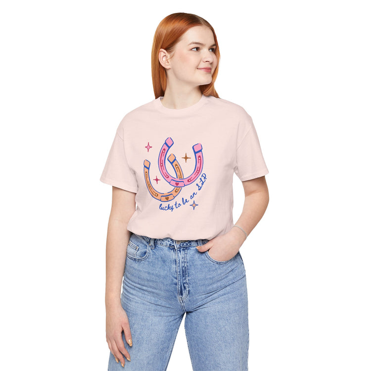 horseshoe lucky to be an SLP tee