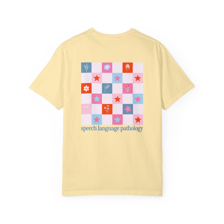 bloom in speech flowers comfort colors tee