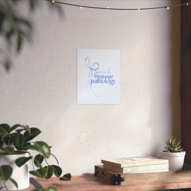 blue bow speech language pathology wall poster