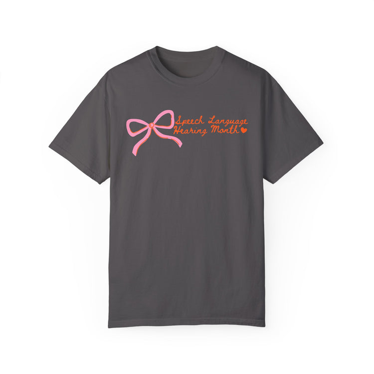 NSLHM pink bow comfort colors tee