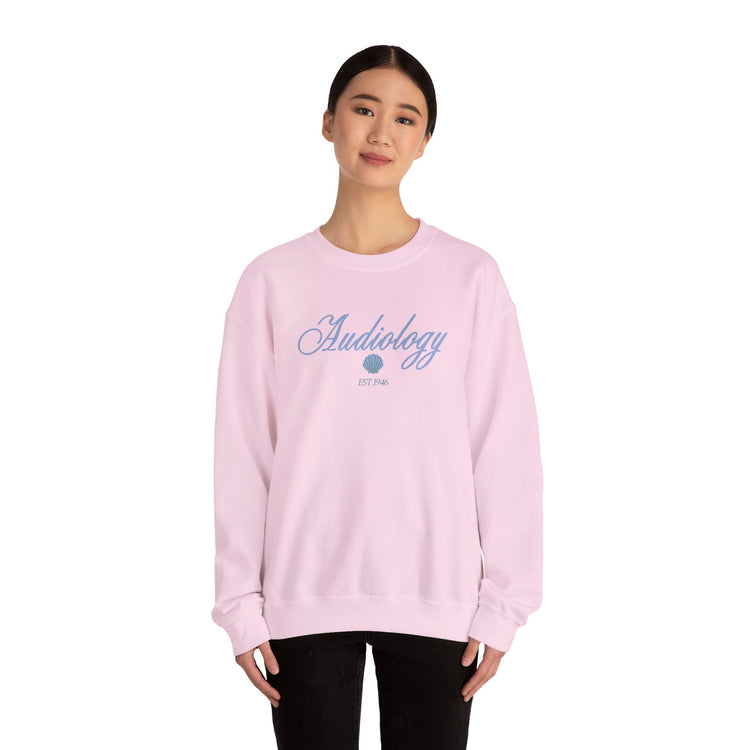 audiology clam est. 1946 crewneck