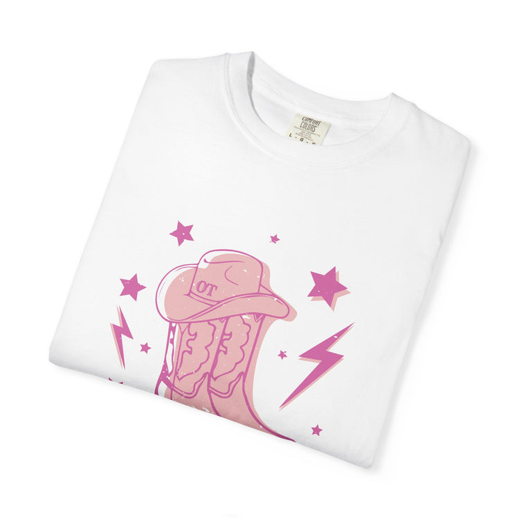 OT cowboy boots comfort colors tee