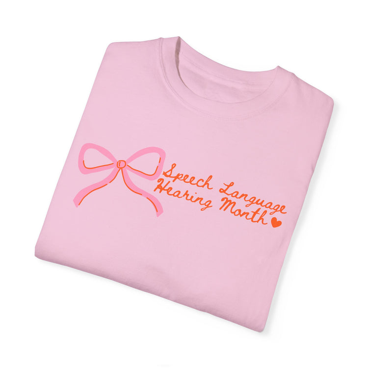 NSLHM pink bow comfort colors tee