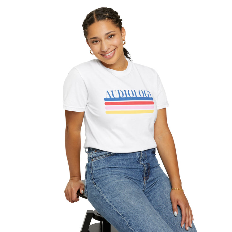colorful lines audiology comfort colors tee