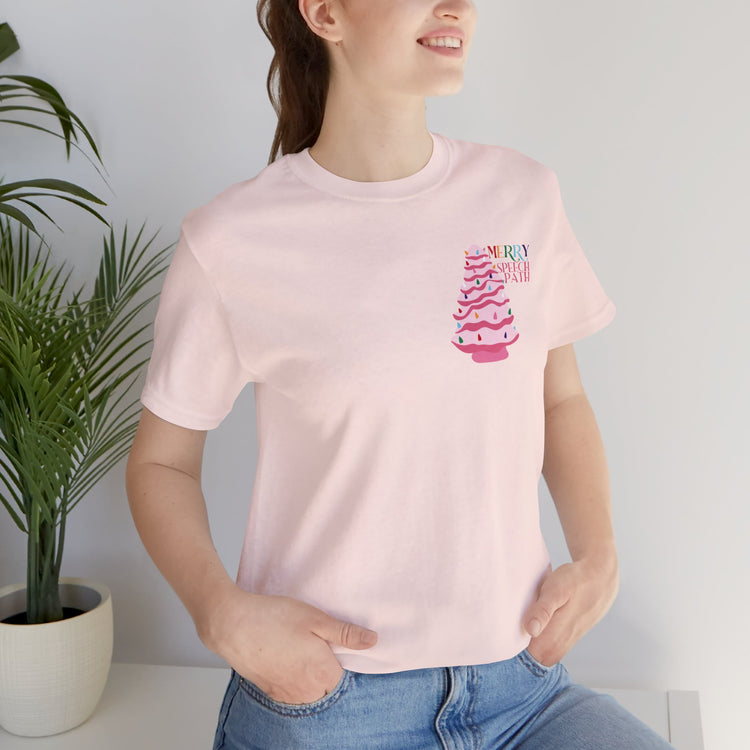 merry speech path ceramic pink tree short sleeve tee
