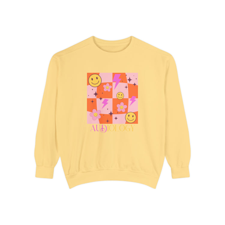 smiley disco audiology comfort colors crewneck