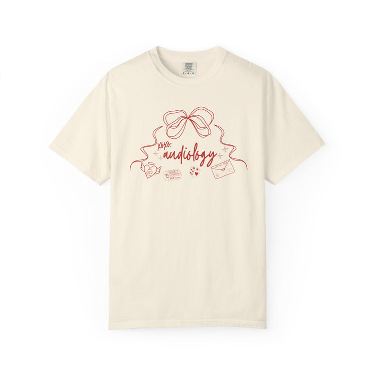 xoxo audiology bow comfort colors tee