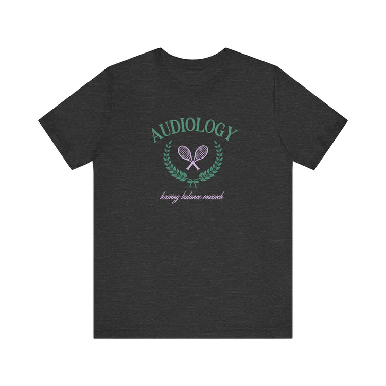 audiology tennis crest short sleeve tee
