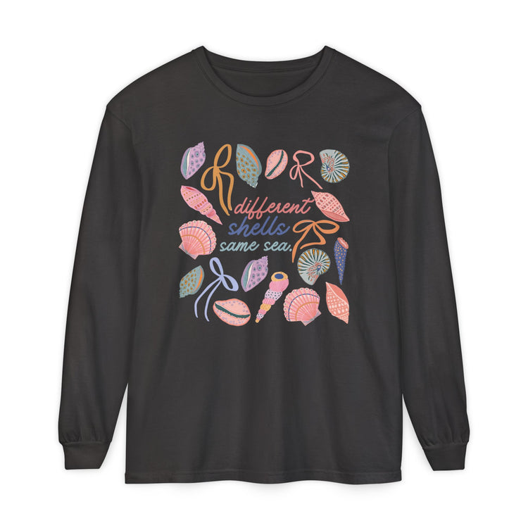 different shells, same sea comfort colors long sleeve tee
