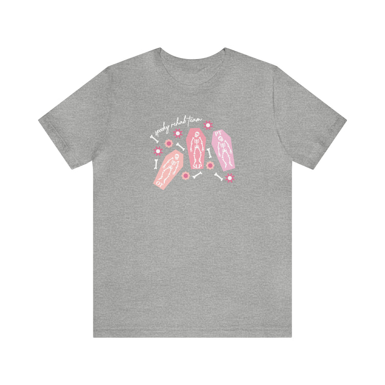 spooky rehab team skeleton bones short sleeve tee