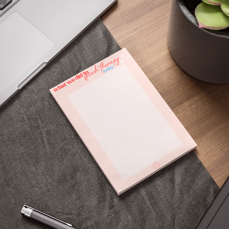 "what we did in speech today" pink 4X6 Post-it® Note Pads
