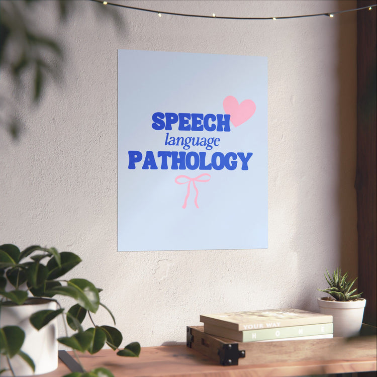 speech language pathology hearts + bow wall poster