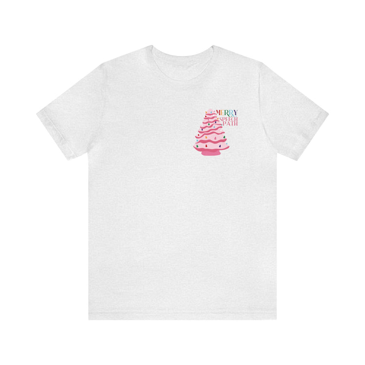 merry speech path ceramic pink tree short sleeve tee