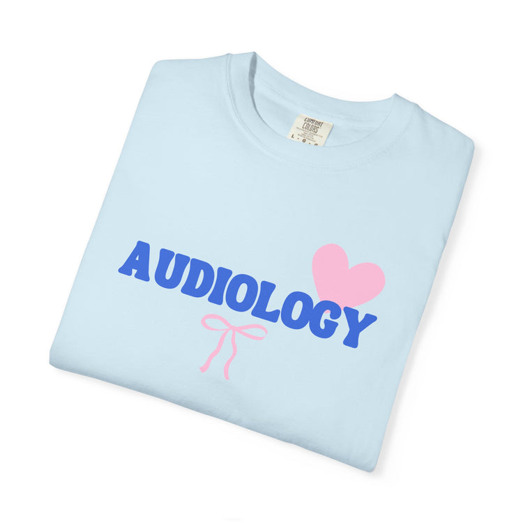 audiology heart + bow comfort colors tee