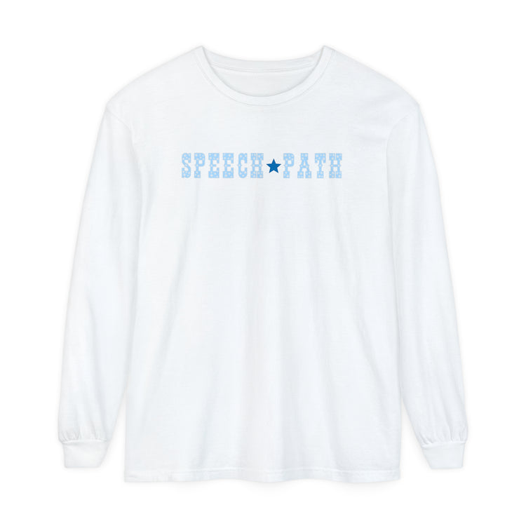 speech path western star blue comfort colors long sleeve tee