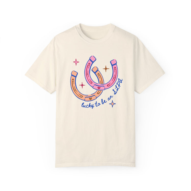horseshoe lucky to be an SLPA comfort colors tee
