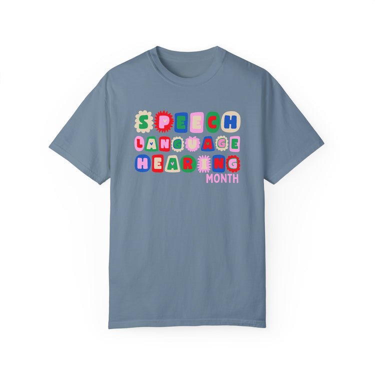 NSLHM block letters comfort colors tee