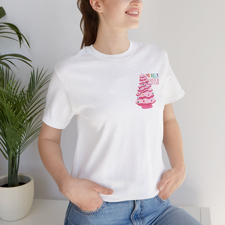 merry speech path ceramic pink tree short sleeve tee