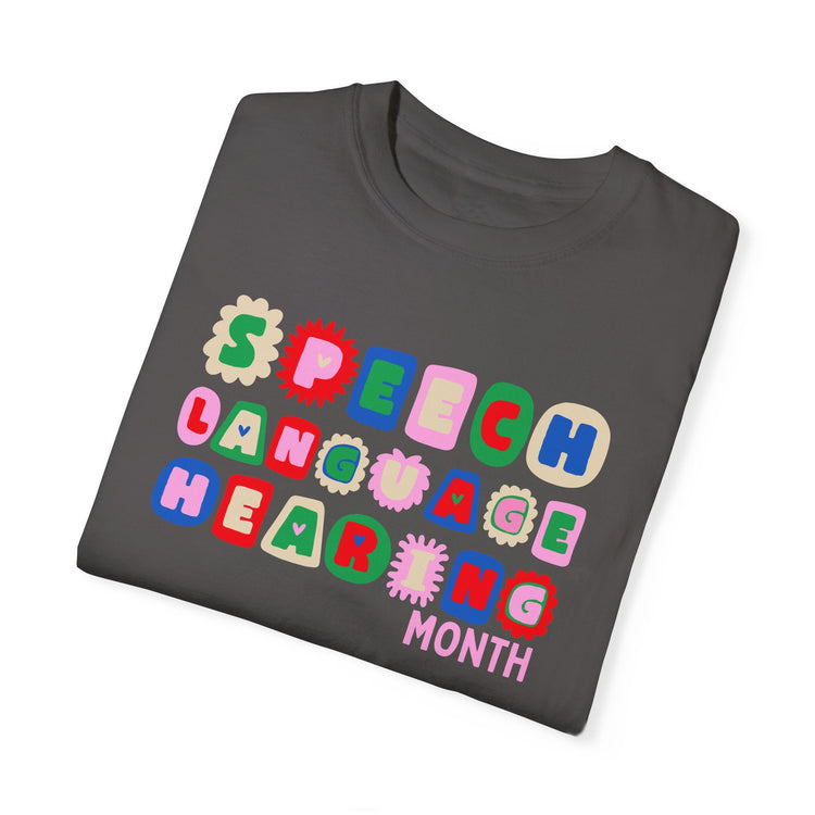 NSLHM block letters comfort colors tee