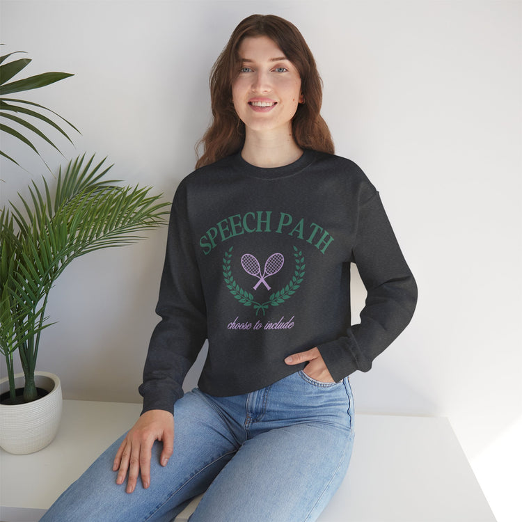 speech path crest tennis crewneck