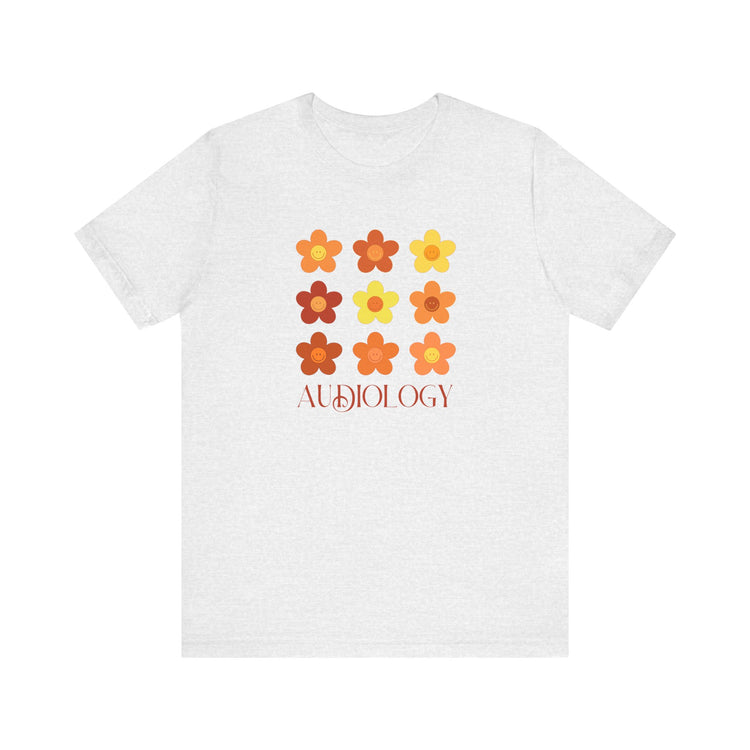 audiology fall flowers short sleeve tee