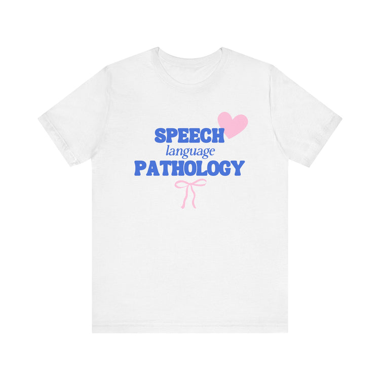 speech language pathology bow + heart short sleeve tee