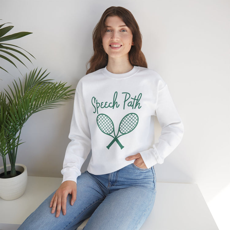 speech path beverly hills tennis crewneck