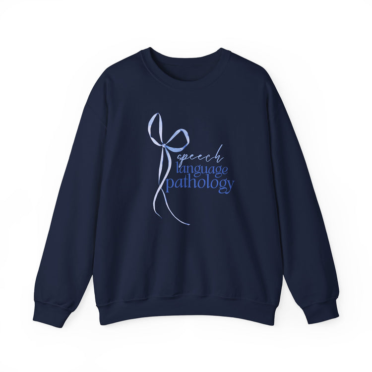 blue bow speech language pathology crewneck
