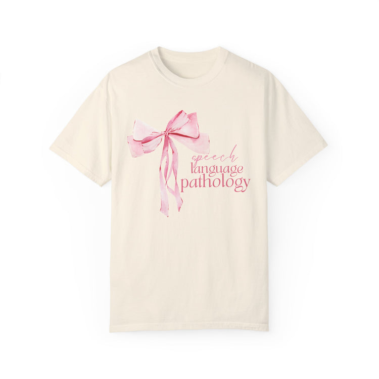 pink bow speech language pathology comfort colors tee