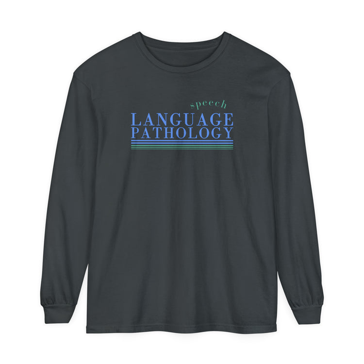speech language pathology lines blue comfort colors long sleeve tee