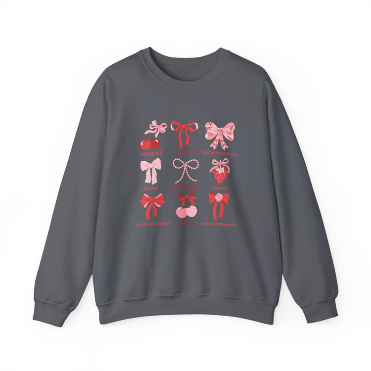 audiology scope cherry bow crewneck