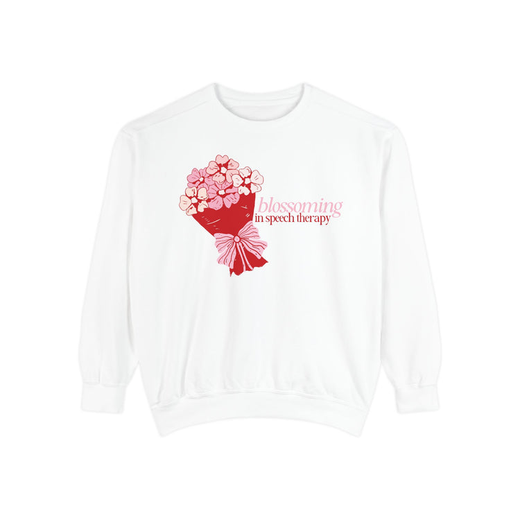 blossoming in speech flowers comfort colors crewneck