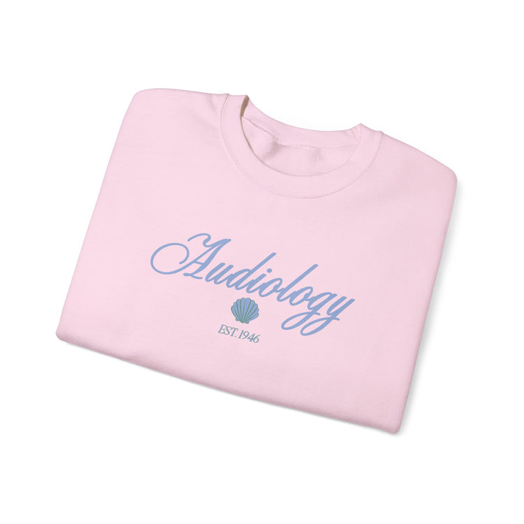 audiology clam est. 1946 crewneck