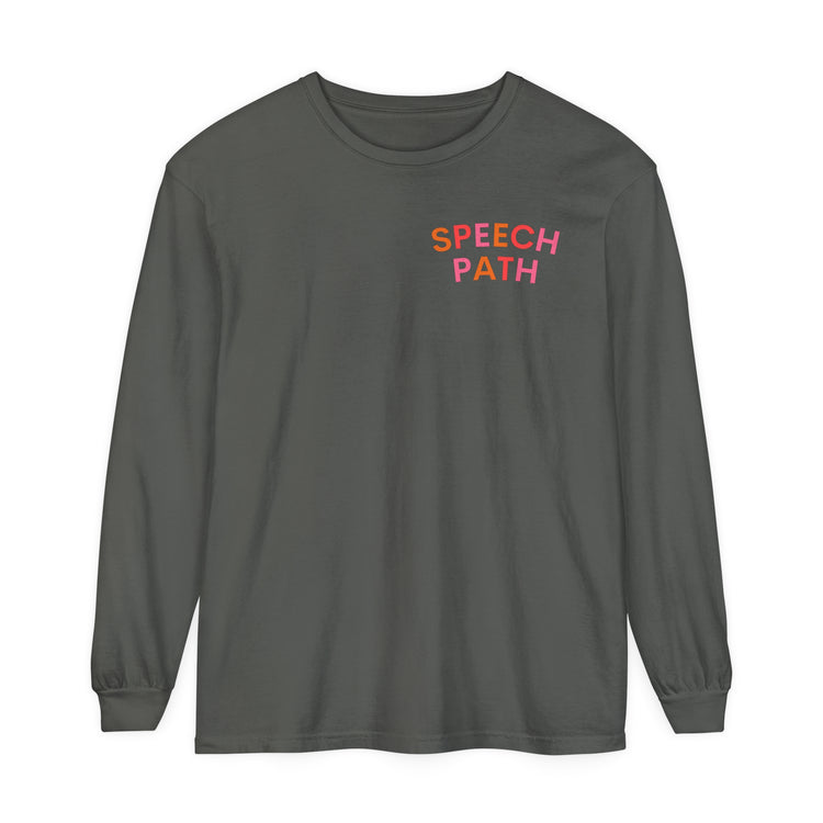 speech path colorful arch comfort colors long sleeve tee