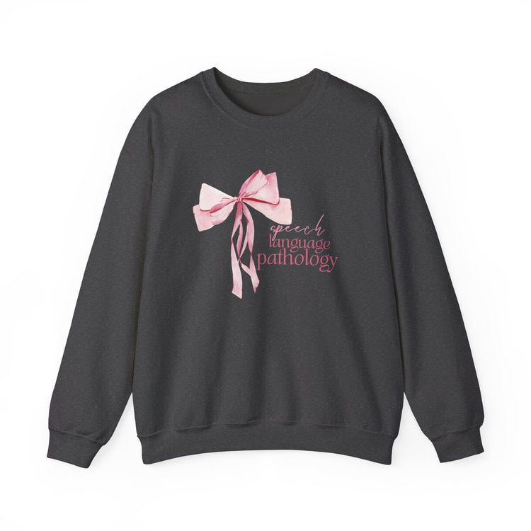 pink bow speech language pathology crewneck