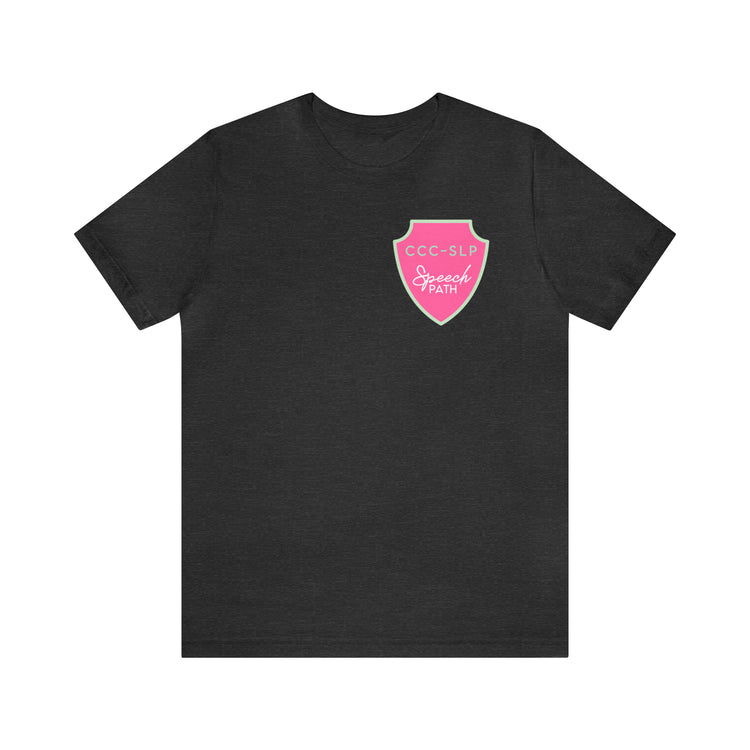 speech path ccc badge short sleeve tee